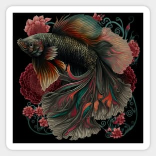 Floral Betta fish Sticker